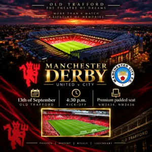 Manchester United v Manchester City – Luxury Padded Seats
